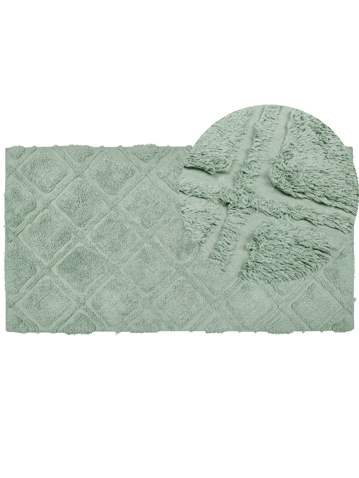 Kurzflor HATAY in Grün - (W) 80 x (H) 1.4 x (L) 150 cm