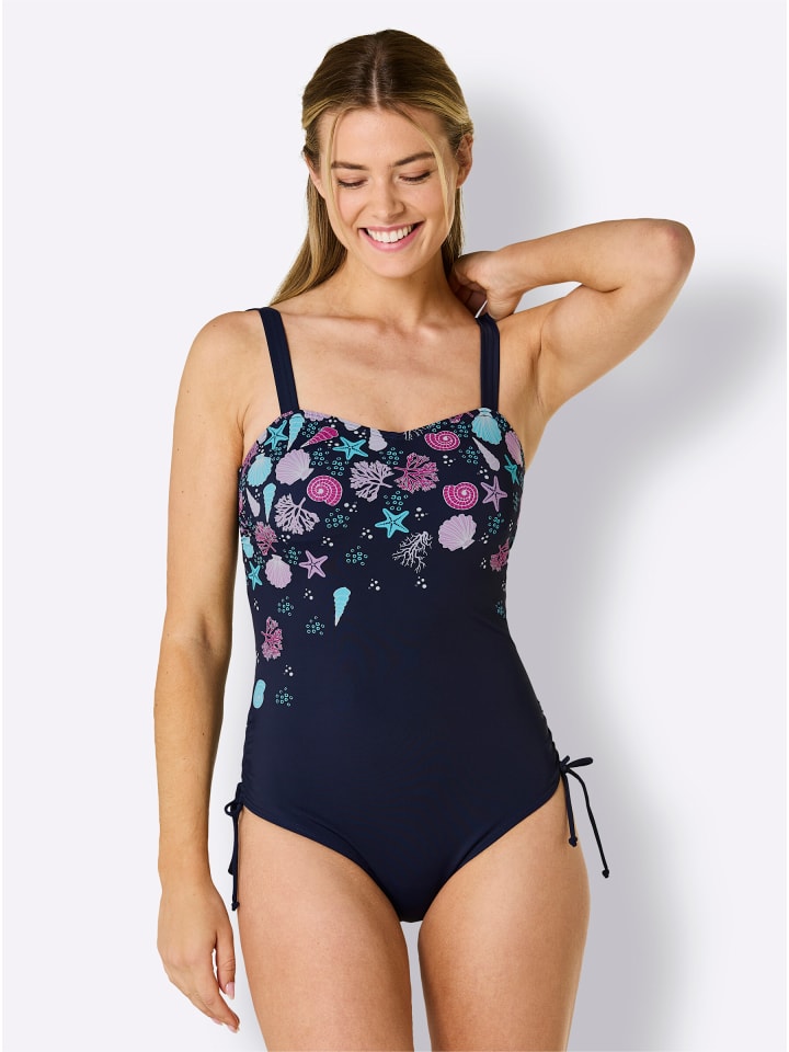 Badeanzug in marine-aqua-bedruckt
