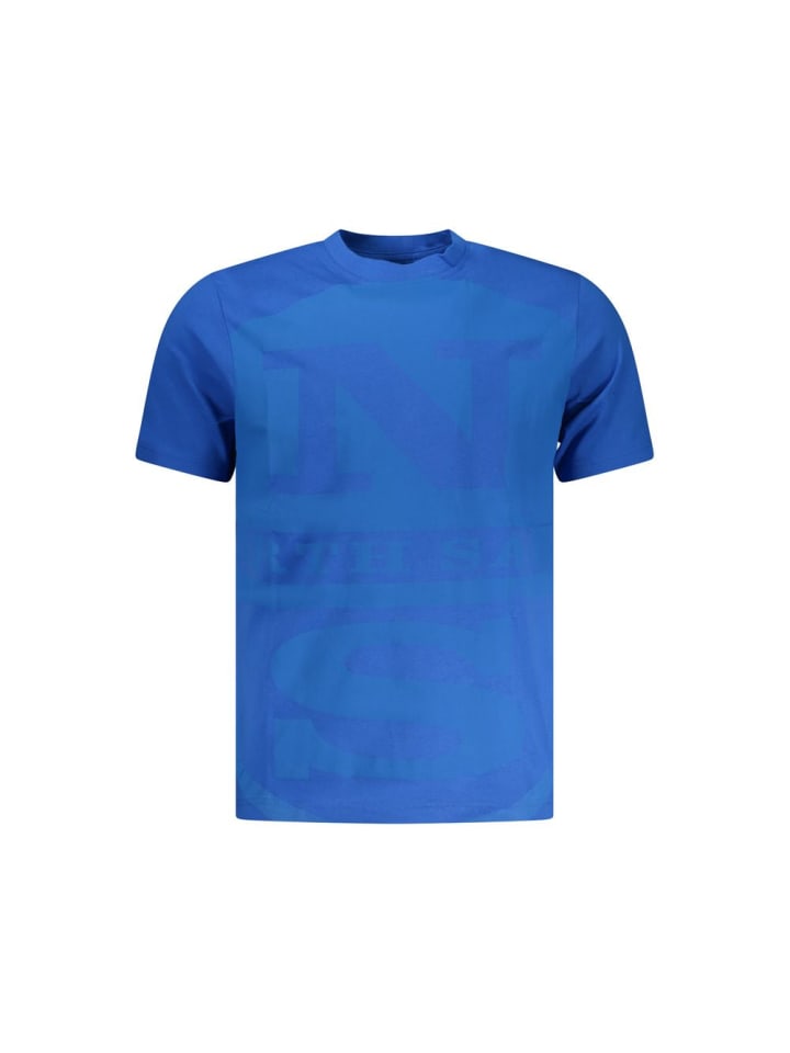 Blau Baumwolle Herren T-Shirt