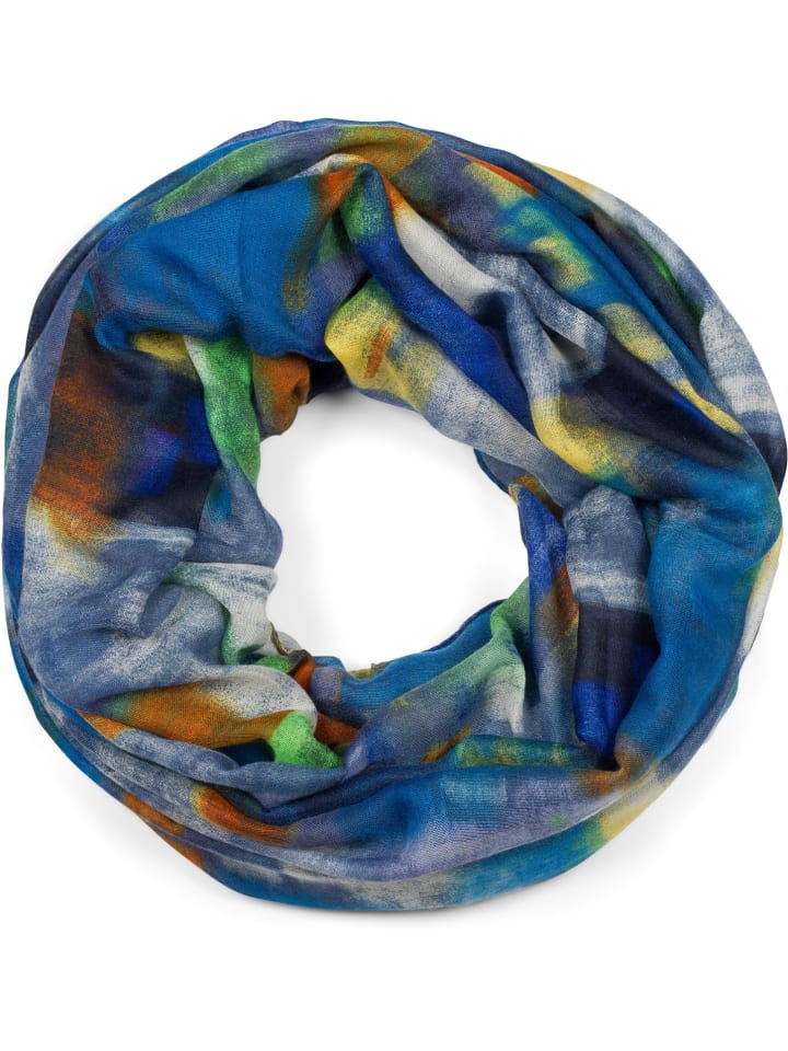 Loop Schal in Blau-Orange-Gelb