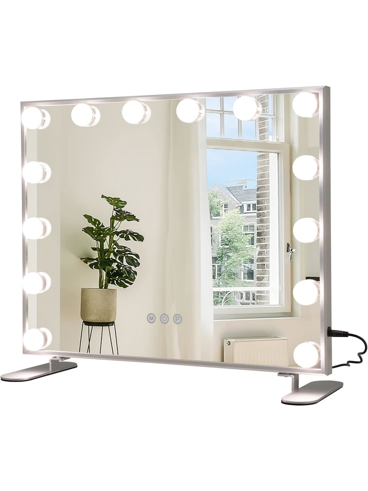 Kosmetikspiegel mit 15 LEDs in Silber