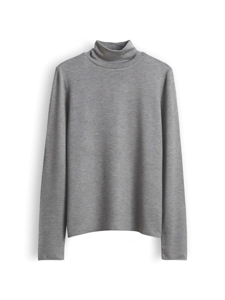 Rollkragenshirt mit Rippstruktur in Featherstone Melange