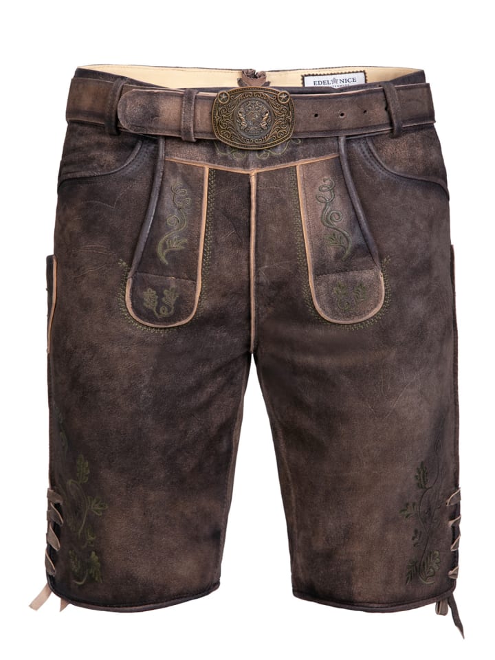 Kurze Wildbocklederhose Gustl in dunkelbraun