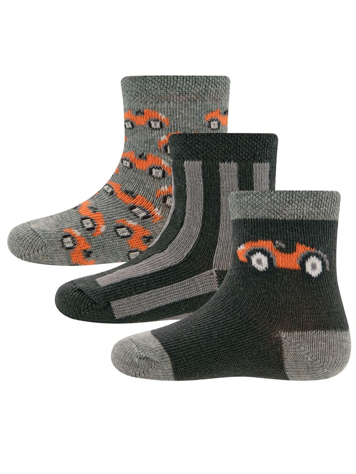 2er-Set Socken 3er Pack Rennauto in graphit-grau mel.