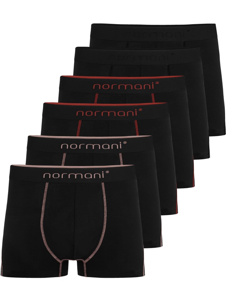 6 Herren Baumwoll-Boxershorts in Lachs/Rot/Schwarz