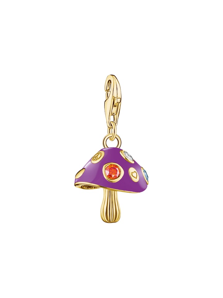 Charm-Anhänger Bunter Pilz in gold, bunt