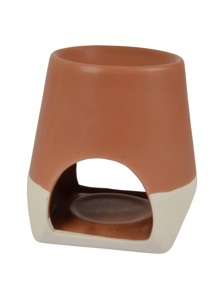 Keramischer Teelichthalter und Duftwachs in Terrakotta, 10,5 cm