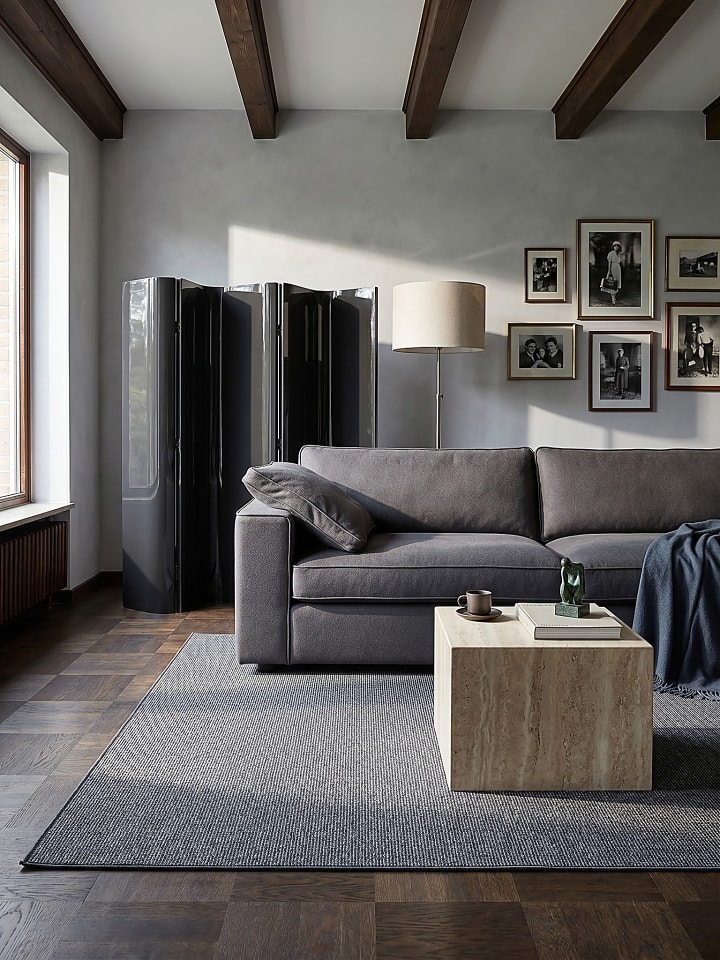 Teppich Kurzflor Uni pflegeleicht Wohnzimmer Schlafzimmer Flur in Anthrazit