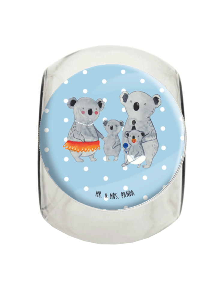 Bonbonglas Koala Familie ohne Spruch in Blau Pastell
