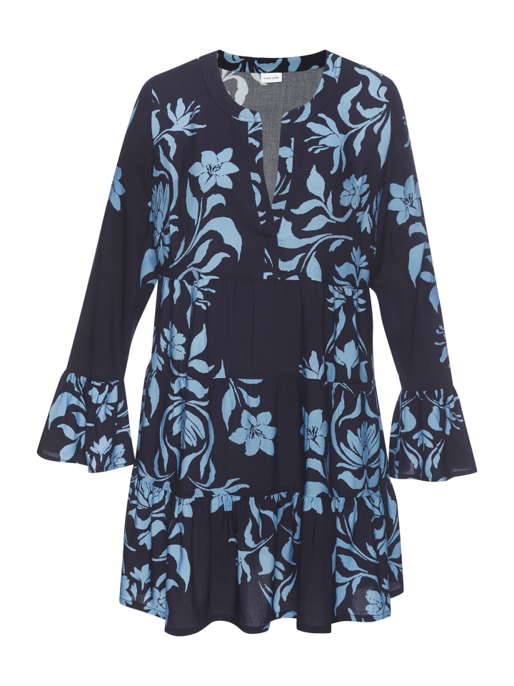 Strandkleid in blau-marine bedruckt