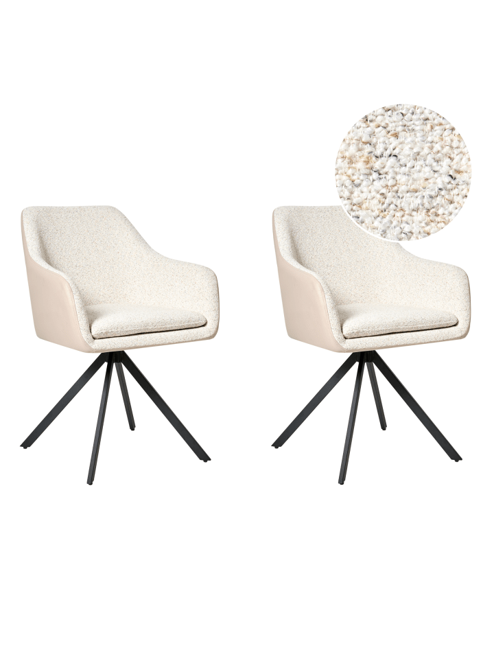 2er-Set Esszimmerstuhl LITHIA in Beige/Schwarz