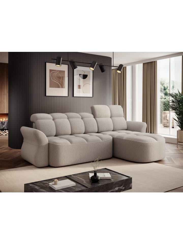 Benny Recamiere Rechts in Beige - (L) 185 x (B) 301 x (H) 115 cm