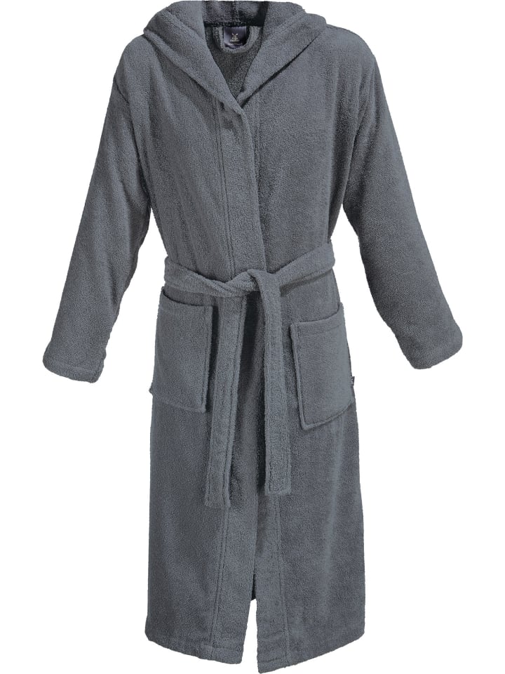 Frottier Unisex-Bademantel mit Kapuze Heidelberg in anthrazit