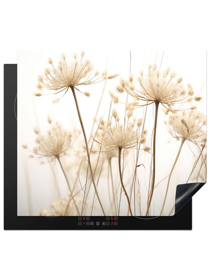Herdabdeckplatte Blumen beige