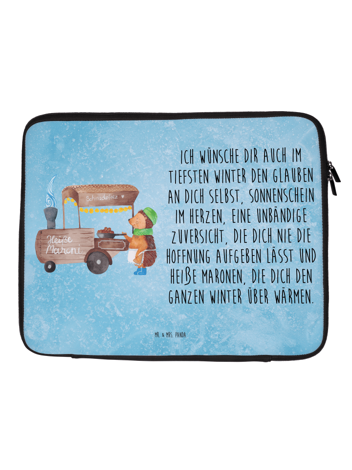 Laptop Tasche Igel Maronen mit Spruch in Eisblau