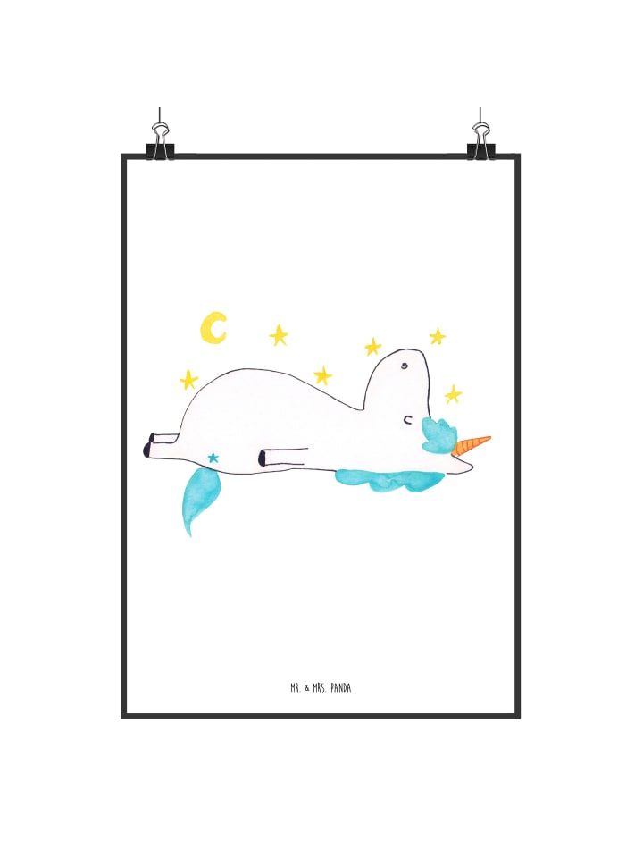 Wandbild Einhorn Sternenhimmel ohne Spruch in Weiß