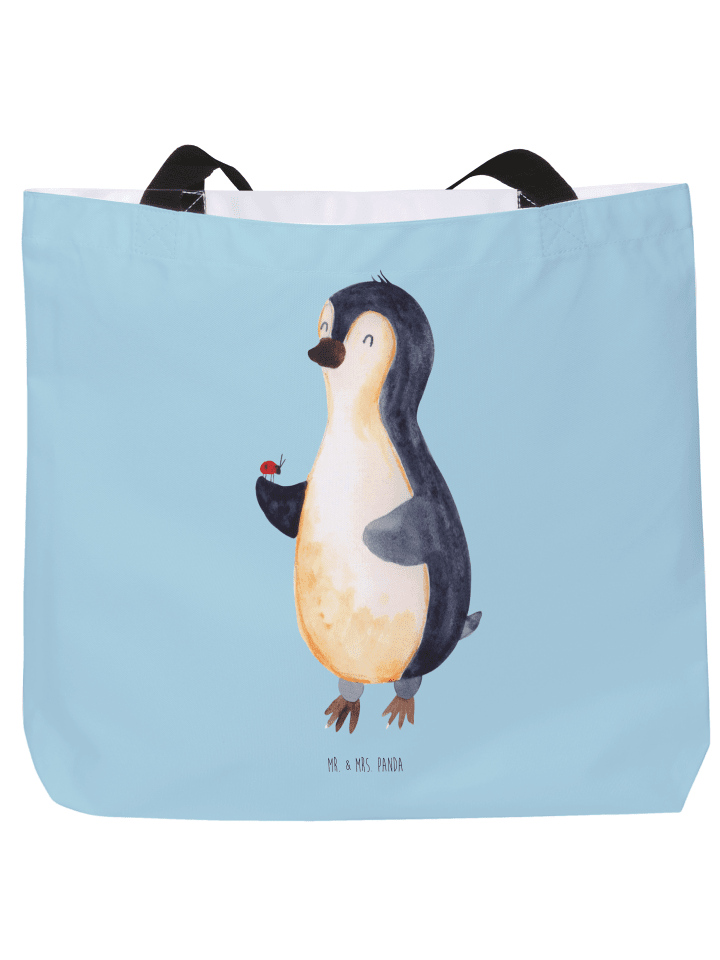 Shopper Tasche Pinguin Marienkäfer ohne Spruch in Eisblau