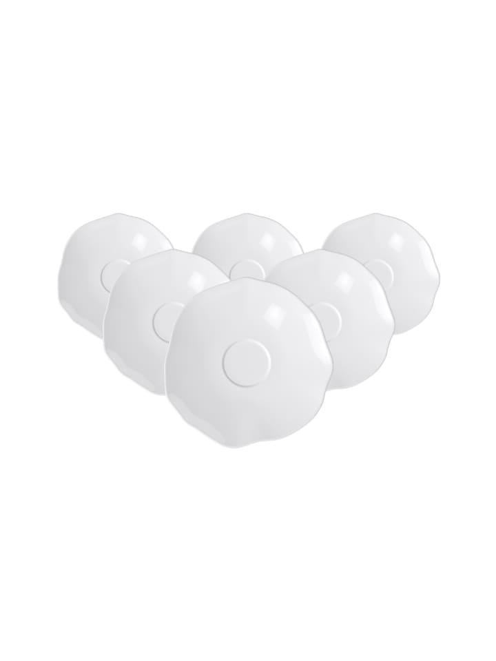 6er Set Kaffeeuntertassen Pura in Weiß ø 15,6 cm