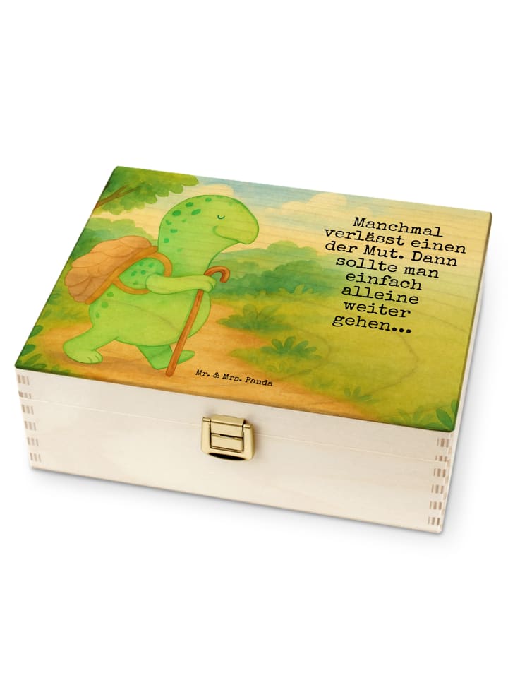 Teebox Schildkröte Wanderer Design mit Spruch in Weiß