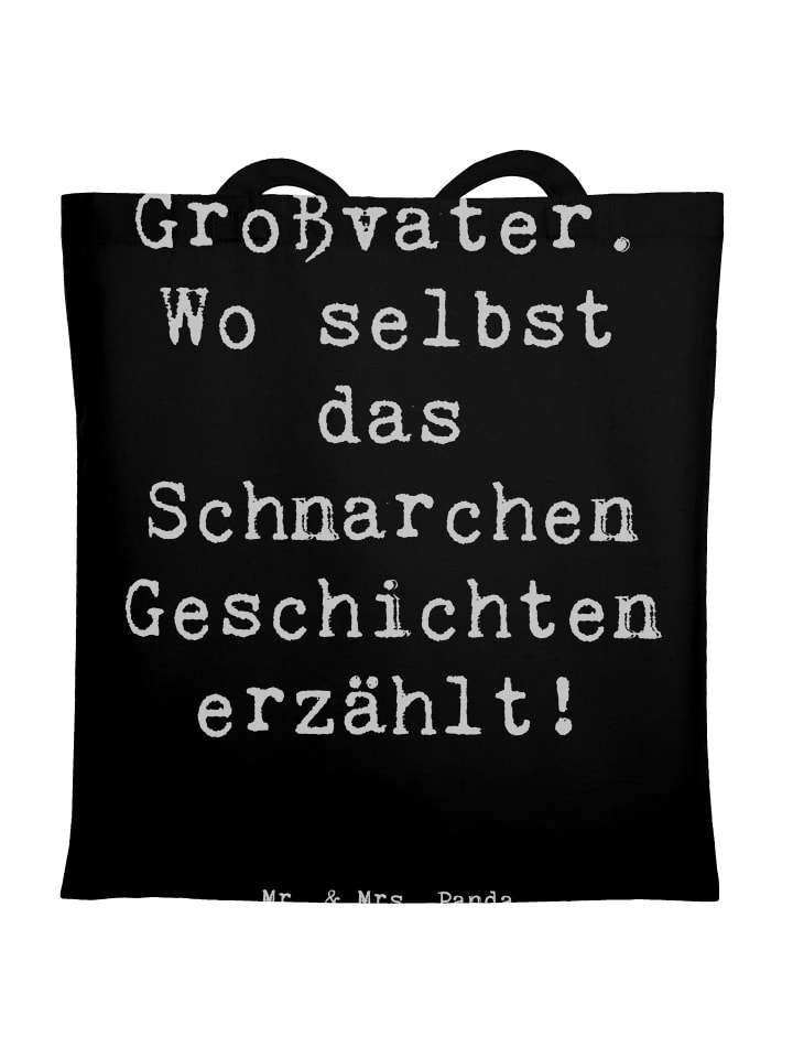 Tragetasche Großvater Geschichten mit Spruch in Schwarz