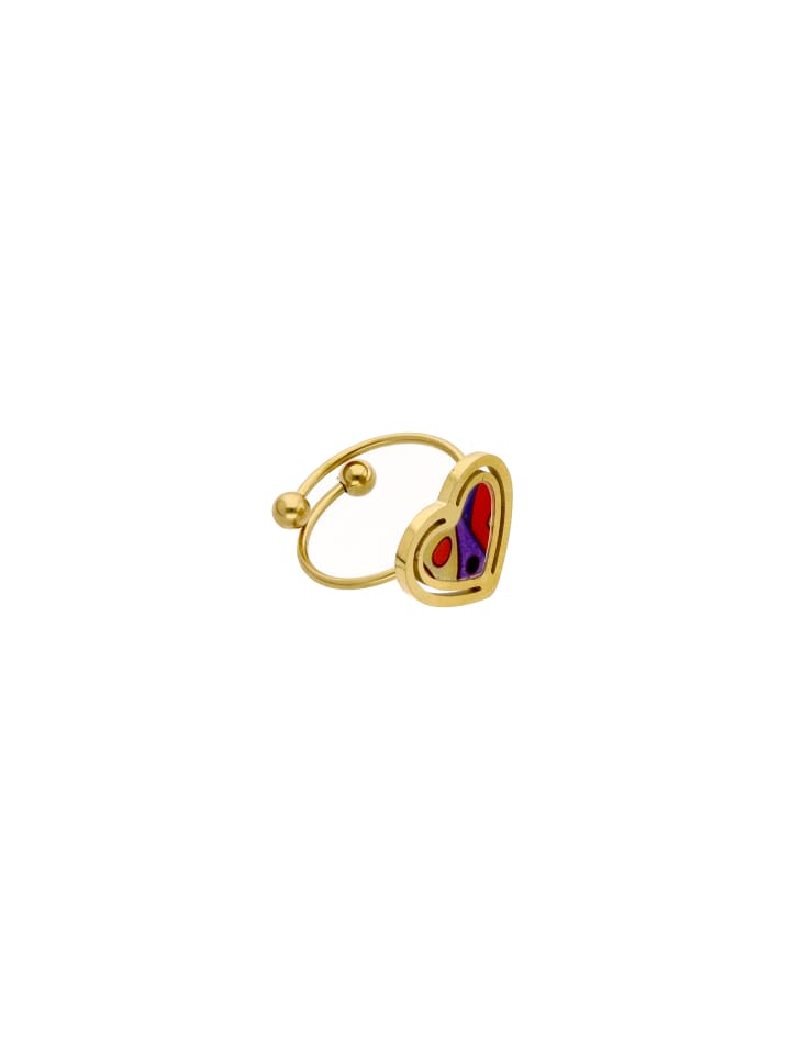 Women Adjustable Ring in Gold Multicolor