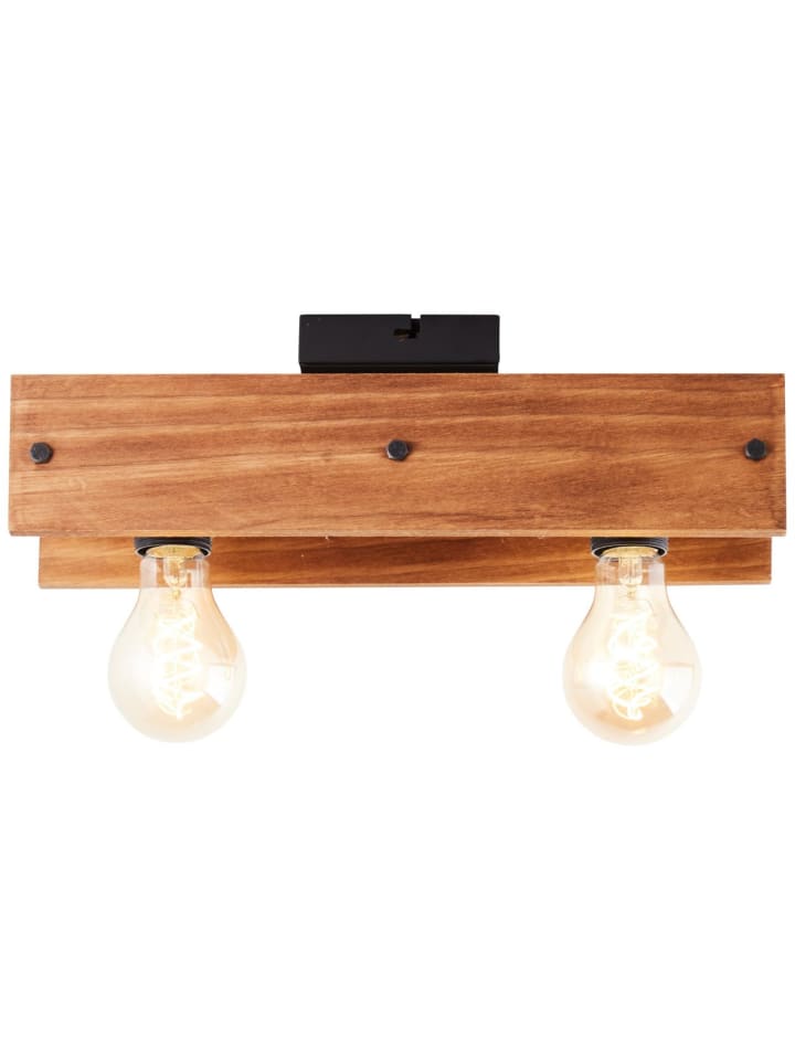 Deckenleuchte, 2-flammig Calandra 11,7x38x13,5 cm in schwarz/holz