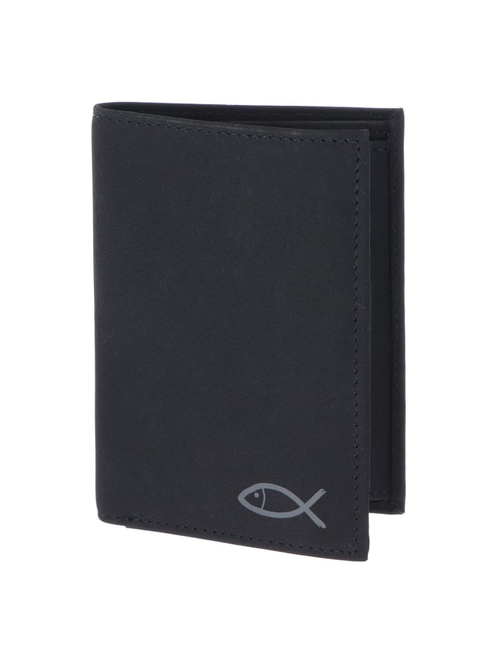 New Cryptan Geldbörse RFID Schutz 13 cm schwarz-freedom fish grey