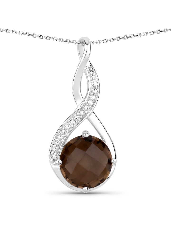 Kette aus Sterling Silber mit Rauchquarz in silber