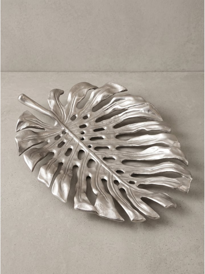 Dekoschale organisch, lackiertes Aluminium, handgefertigt in Silber
