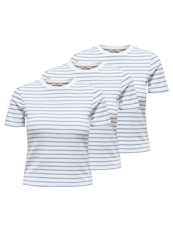 T-Shirt 3er Pack in Weiß/Blau