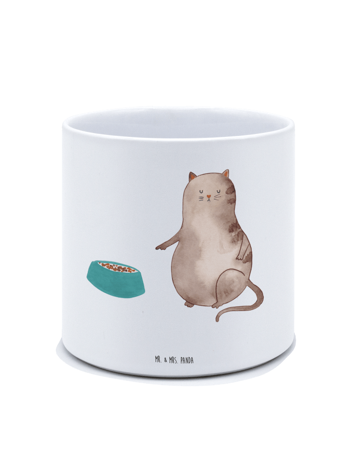 Übertopf Keramik Katze Fressen ohne Spruch in Weiß