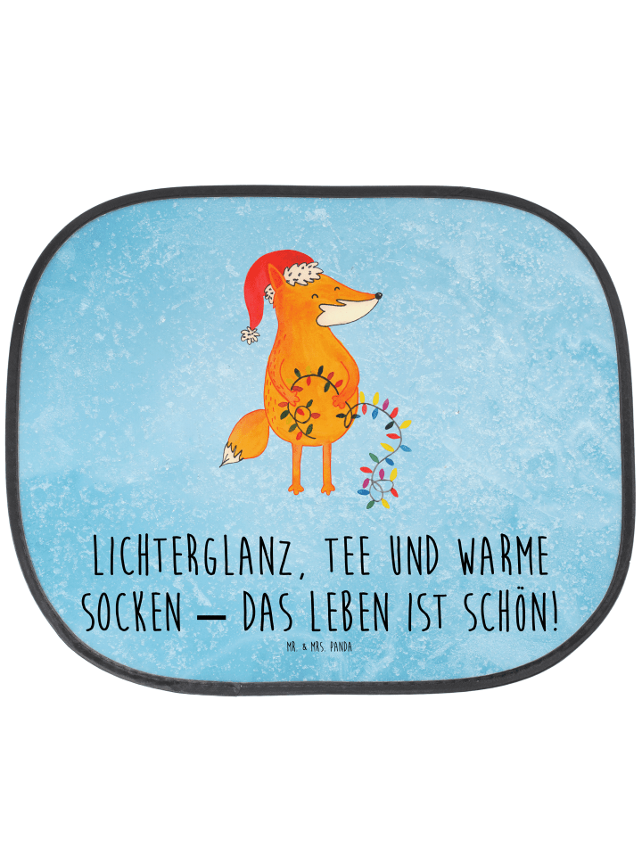 Sonnenschutz Auto Fuchs Weihnachten mit Spruch in Eisblau