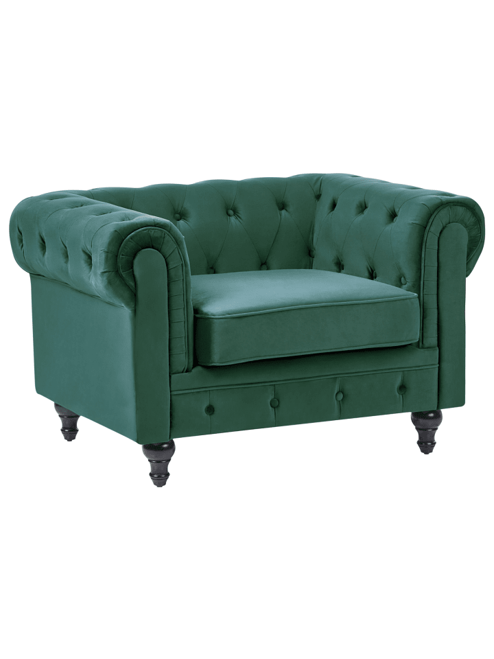 Sessel CHESTERFIELD in Grün/Braun - (W) 110 x (H) 70 x (L) 75 cm