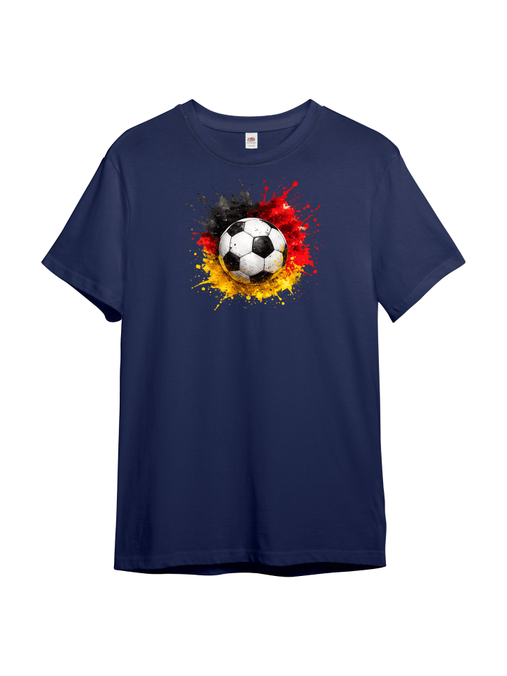 Kinder T-Shirt, Bunter Fußball in Navi-Blau