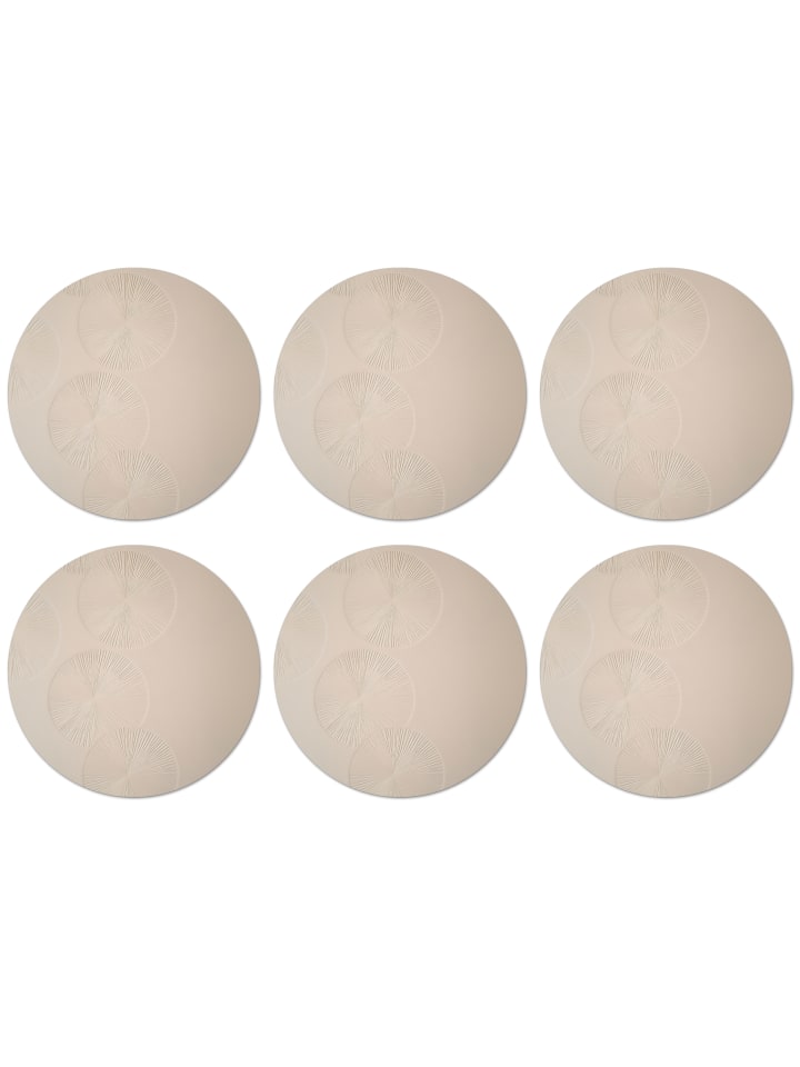 Glasuntersetzer 6er-Set Kreisrelief