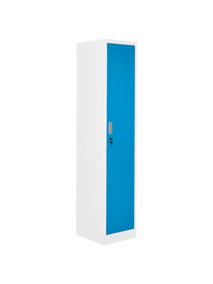 Spind mit einer Tür ATHLETE in Weiß/Blau - (W) 38 x (H) 185 x (L) 45 cm