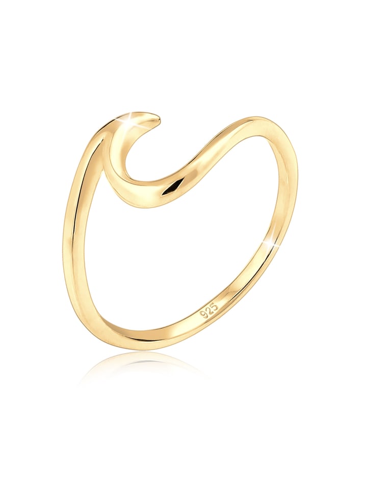 Ring 925 Sterling Silber Wellen in Gold
