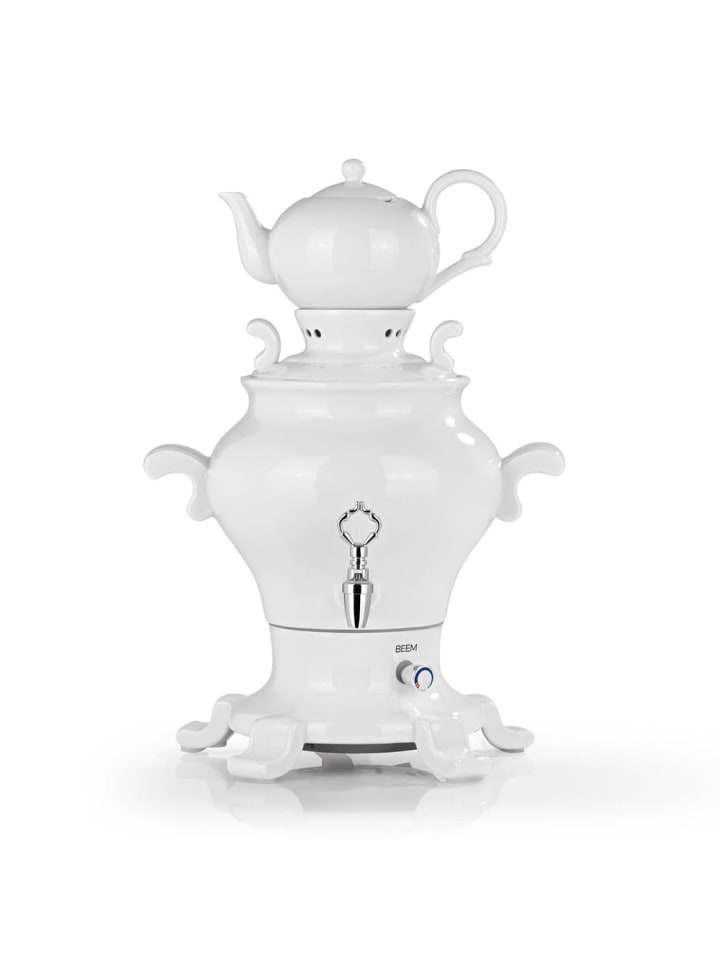 Samowar Odette Blanc 5l Porzellan 1800W weiß + CH-Stecker Weiß
