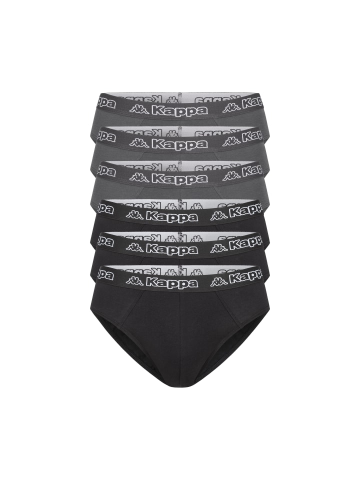 Kappa 6er Set Herren Slip in 3xSchwarz 3xAnthrazit