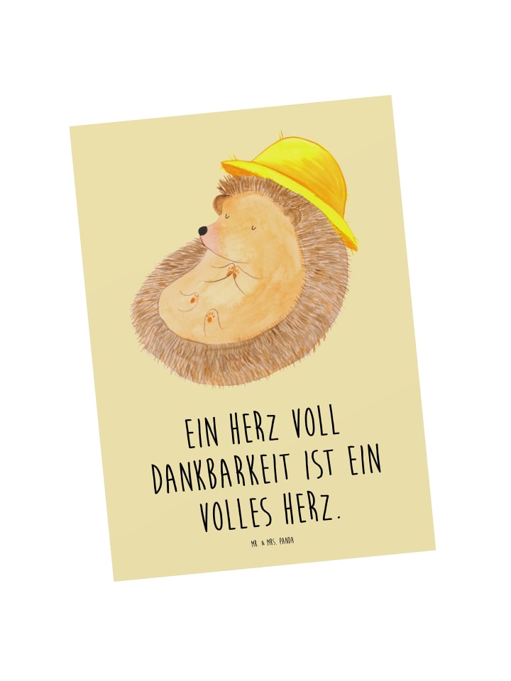 Postkarte Herz Dankbarkeit Erntedankfest mit Sp... in Gelb Pastell