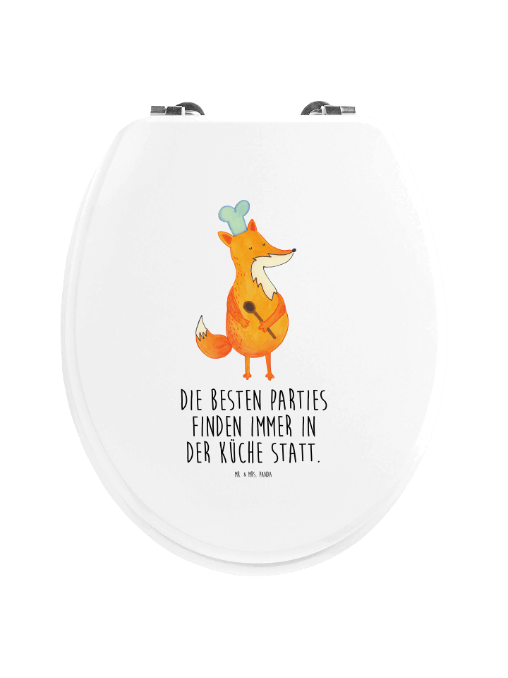 Toilettendeckel Fuchs Koch mit Spruch in Weiß
