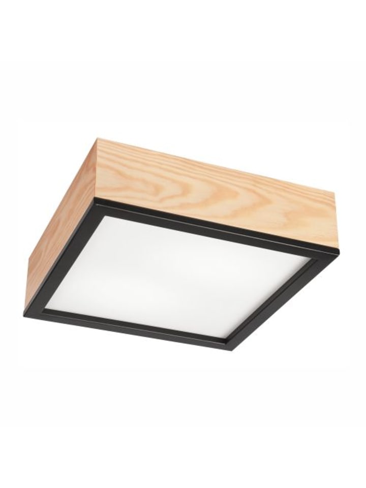Deckenlampe (B)31 x (L)31 x (H)9 cm in Pinie Weiß Schwarz