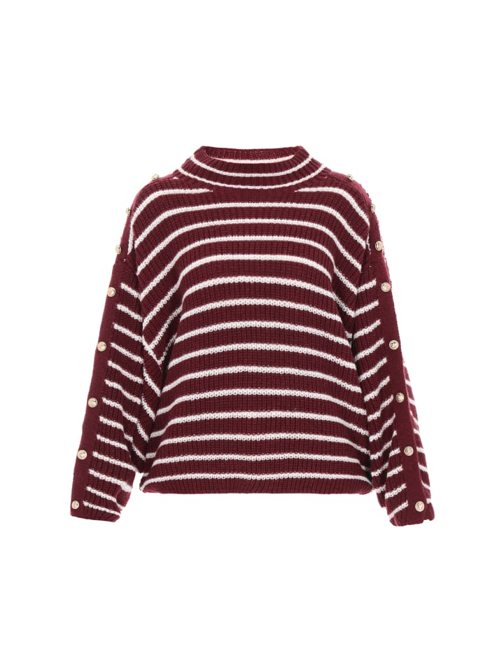 Women Sweater in wine red offwhite