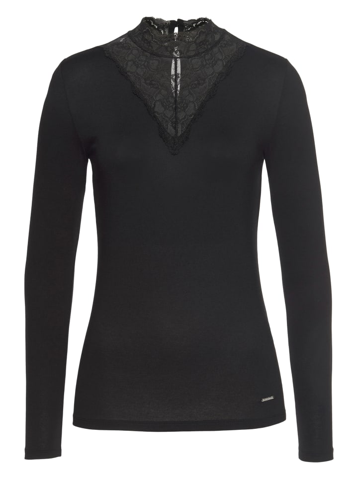 Langarmshirt in schwarz