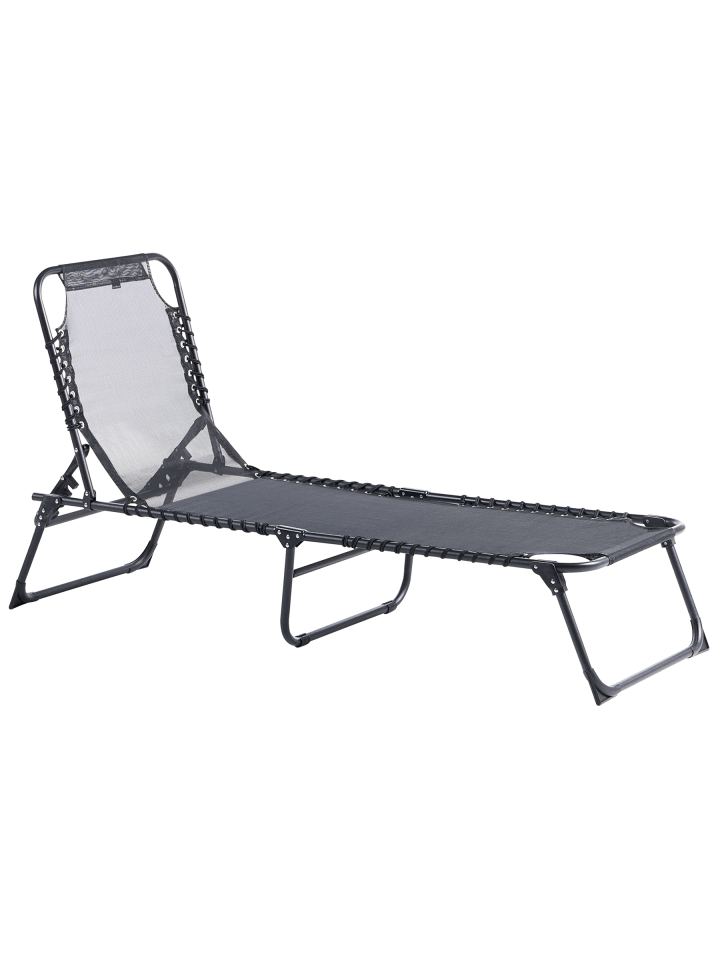 Gartenliege AMBATO in Schwarz - (W) 58 x (H) 30 x (L) 188 cm