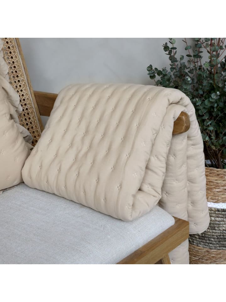Aix Soft Quilt - Kuscheldecke im Vintage Landhausstil in leinen