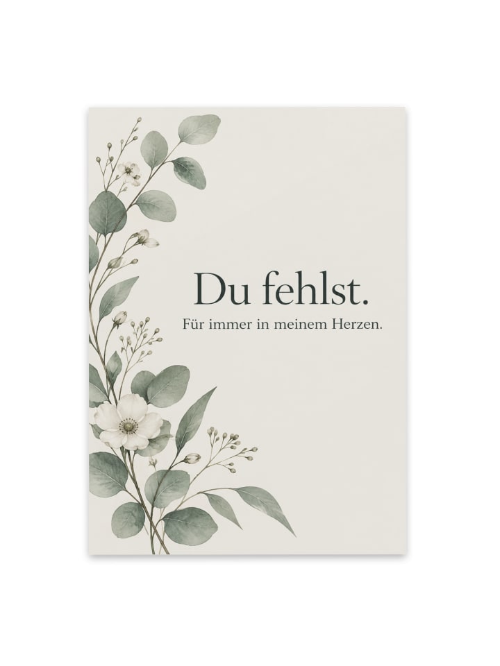 Kondolenzkarte Zweig zurückhaltend Design mit S... in Weiß