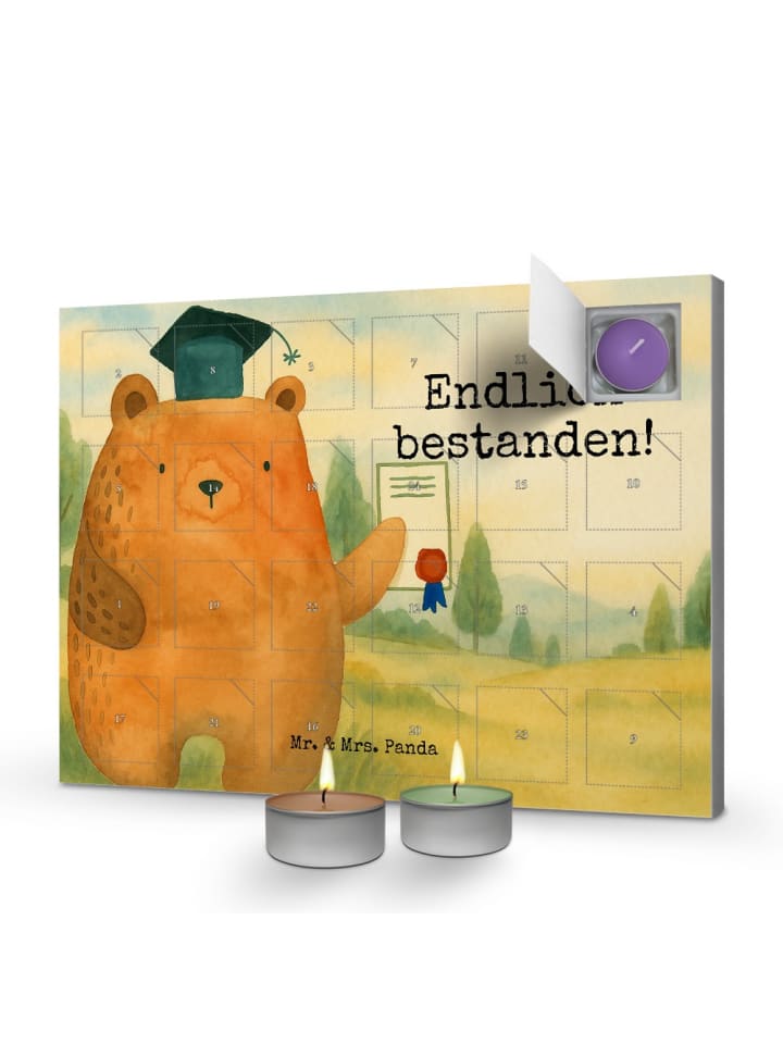 Adventskalender Bär Prüfung Design mit Spruch in Weiß