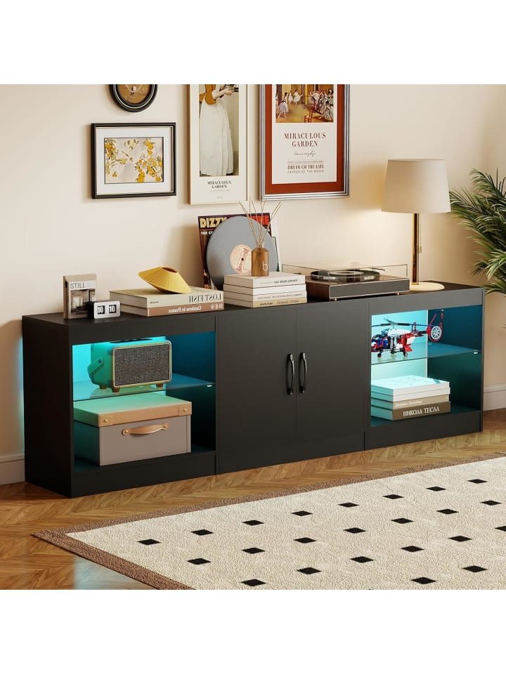 3-in-1 TV-Schrank bis zu 85 Zoll in Schwarz