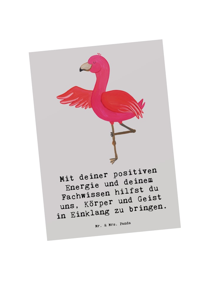 Postkarte Yoga Trainerin Harmonie mit Spruch in Grau Pastell